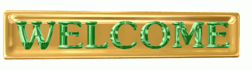 Animated GIF Welcome Rotating Sign Gold Green w 1