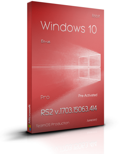 Windows 10 Pro RS2 v.1703.15063.414 En us x86 June2017 Pre Activated =TEAM OS= 