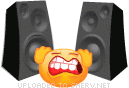 Booming speakers smiley emoticon
