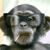 Monkey with glasses smoking smiley emoticon