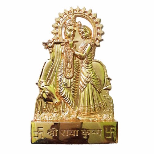 Price:	$10.00
https://www.amazon.com/Salvus-App-SOLUTIONS-Sculpture-Showpiece/dp/B01KCKO3TG

This brass Handmade Radha Krishna Statue is the lord of wisdom; it will add loveliness to your office or home decor as well as spread peaceful and positive feelings in your living room. Now especially this handcrafted for Office, Home, Hotel, Chamber, Business House, hospital etc. The size of this murti measures is length “11 cm” and width “7.5 cm”.
Radha, Krishna, Statue
