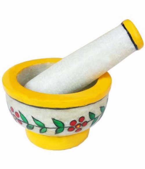 Craftera Designer Marble khalbatta Okhli Masher (Mortar And Pestle Set)

Price: 450/-

https://www.snapdeal.com/product/craftera-marble-mortar-pastel-1/670837503588

Colorful handmade creative work marble khal batta is engraved out of white pure marble stone. This graceful product is a remarkable addition for any kitchen and aids you to crush spices easily. Bring this product to your home or use it for gifting it your friends or relatives as per the occasion. This set of marble and pestle measures a diameter of “10 cm” and length “6.5 cm”. Also, the pestle measures “11 cm” in length and “3.5” cm width.