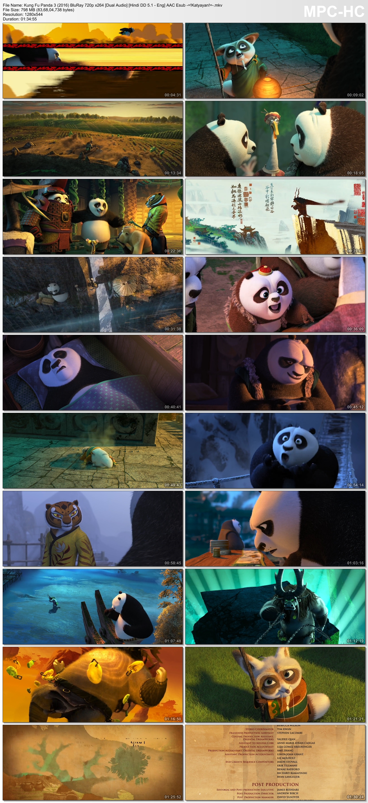 Kung Fu Panda 3 2016 BluRay 720p x264 Dual Audio Hindi DD 5 1 Eng AAC Esub Katyayan