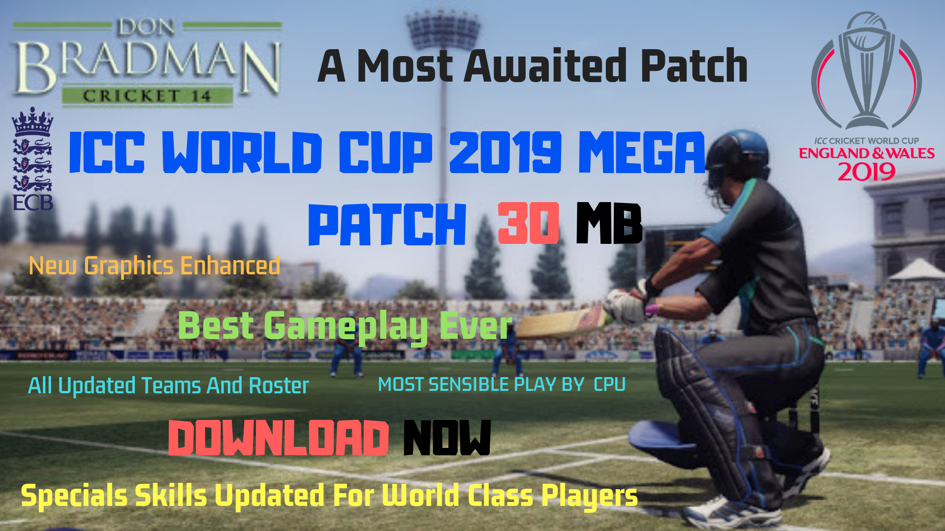 Don Bradman Cricket 14 World Cup 2019 Mega Patch 