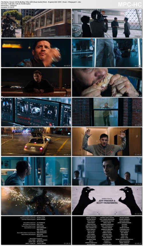 Venom (2018) BluRay 720p x264 [Dual Audio] [Hindi English] AAC DD5.1 Esub =!Katyayan!= .mkv thumbs [