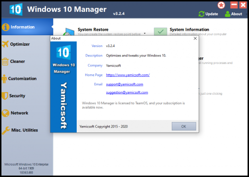 13 Yamicsoft Windows 10 Manager