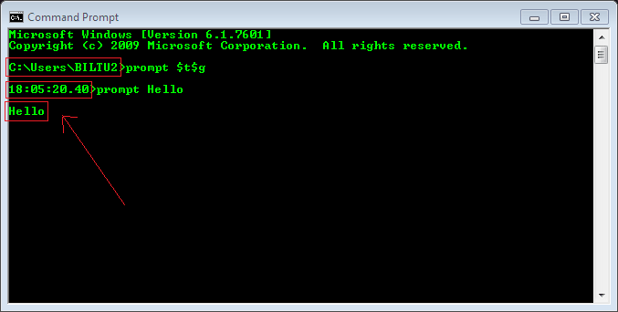 Prompt command applied into Command Prompt window