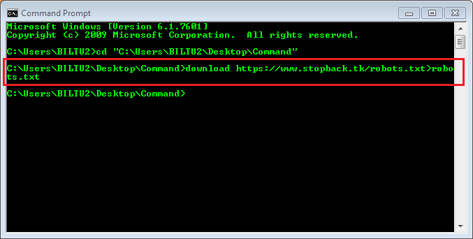 Download file from internet using cmd.exe or command prompt