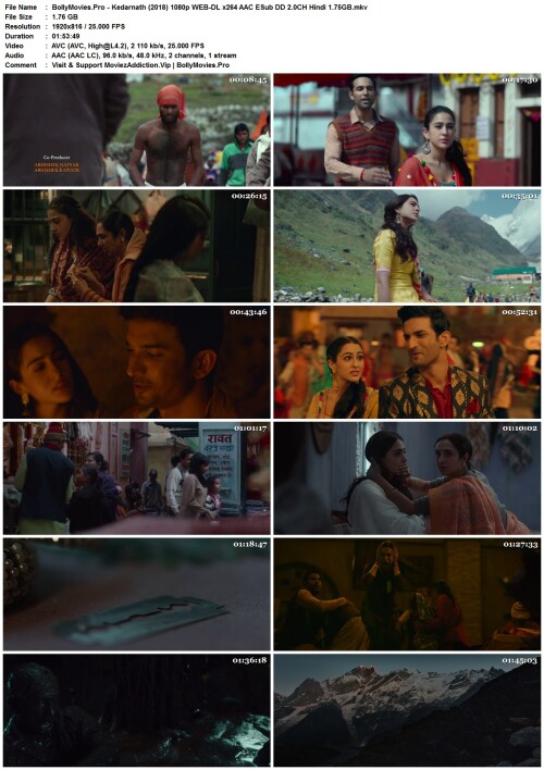 BollyMovies.Pro Kedarnath (2018) 1080p WEB DL x264 AAC ESub DD 2.0CH Hindi 1.75GB.mkv