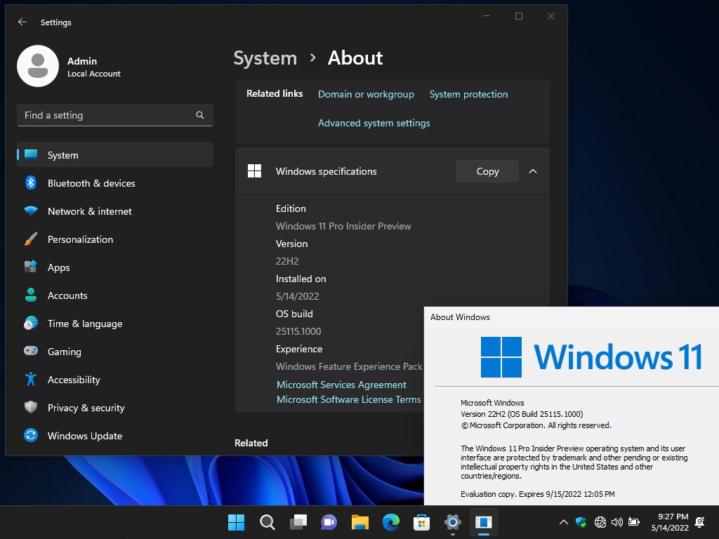 Windows 11 Pro 23H2 Build 25115.1000 64bit Non TPM May 2022