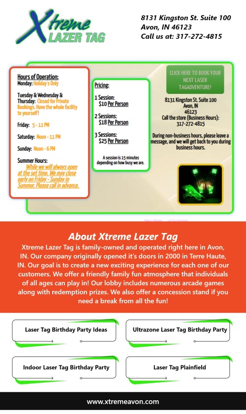 Are you in search of laser tag birthday party ideas? Xtreme Laser Tag is a perfect solution for you. Contact them to know more about in what exciting ways your birthday can be celebrated. For more details, please visit :- http://www.xtremeavon.com/