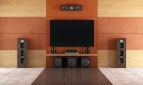 Modern home theater room without furniture - rendering