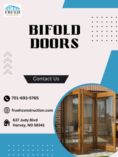 Frueh Construction finishes off its pole barns, sheds, aviation hangars & other projects with top-quality bifold doors. Serving Minot, ND,  surrounding areas. 701-693-5765
mail : fruehconstructionnd87@yahoo.com