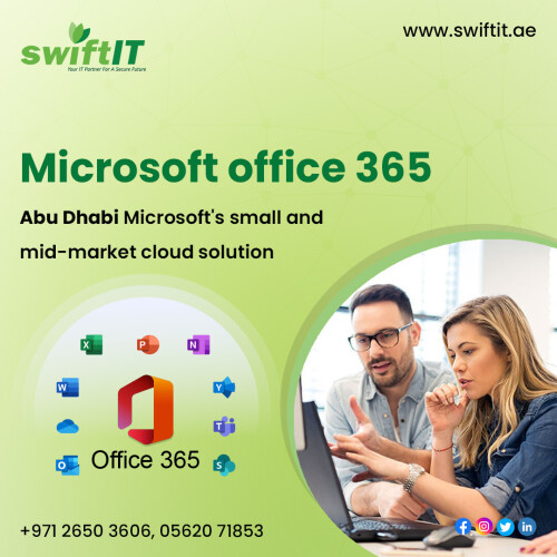 Without software as flexible and effective as Microsoft 365, the regular business operations of many businesses would be disrupted. SwiftIT is a Microsoft small and mid-market cloud solution partner.

Feel free to get in touch with us:

📱 +971-26503606, 0562071853

📧 info@swiftit.ae

🌐 https://swiftit.ae/