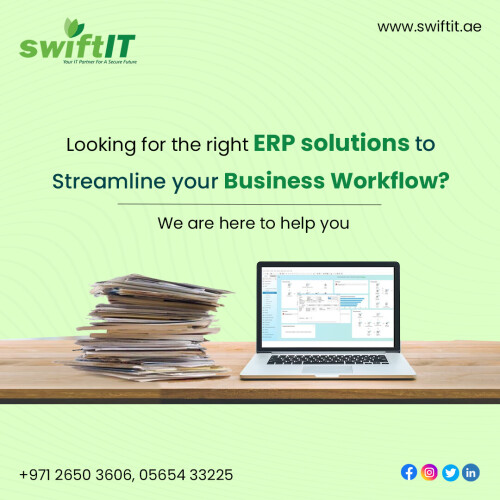 In order for you to enjoy an efficient and economical ERP experience, we implement ERP systems for various industries! Our ERP specialists complete tasks accurately and promptly.

Dial us right now!

📱 +971 26503606, 0565433225

🌐 https://swiftit.ae/