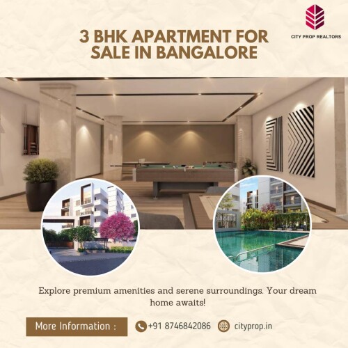 3 BHK apartments for sale in Banglore City Prop Realtorss