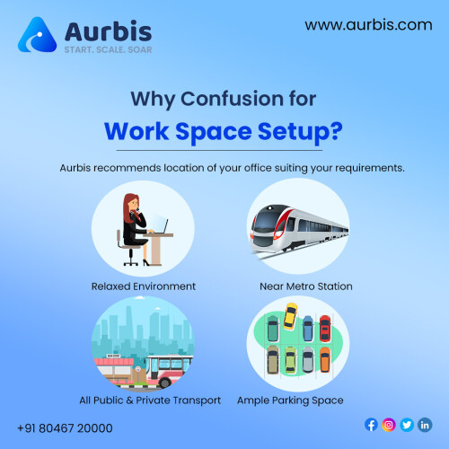 Get a coworking space that gives you the freedom to focus, collaborate, and grow. Aurbis offers your office location to suit your needs. Use a coworking space from Aurbis to expand your organization.

Get in touch with us right now!

📱 +91 8046720000

🌐 https://aurbis.com/