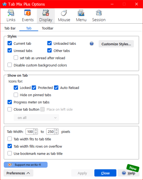 TMP DISPLAY TAB