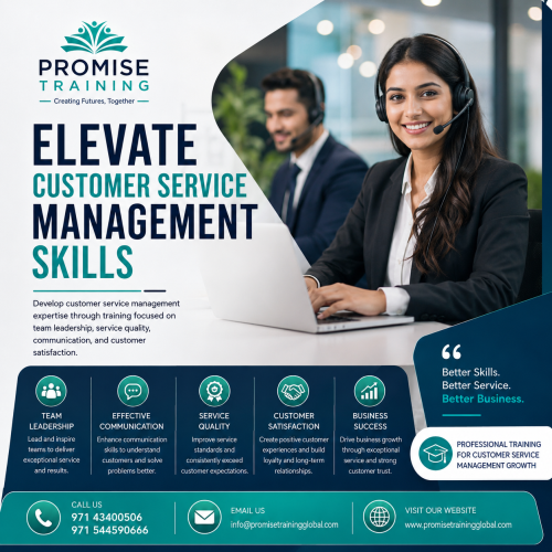 Strengthen customer service management capabilities with professional training covering service leadership, team performance, customer engagement, complaint resolution, communication, and service quality improvement. Gain practical skills to create better customer experiences and build lasting relationships.
Visit us: https://www.promisetrainingglobal.com/courses-type/customer-service/